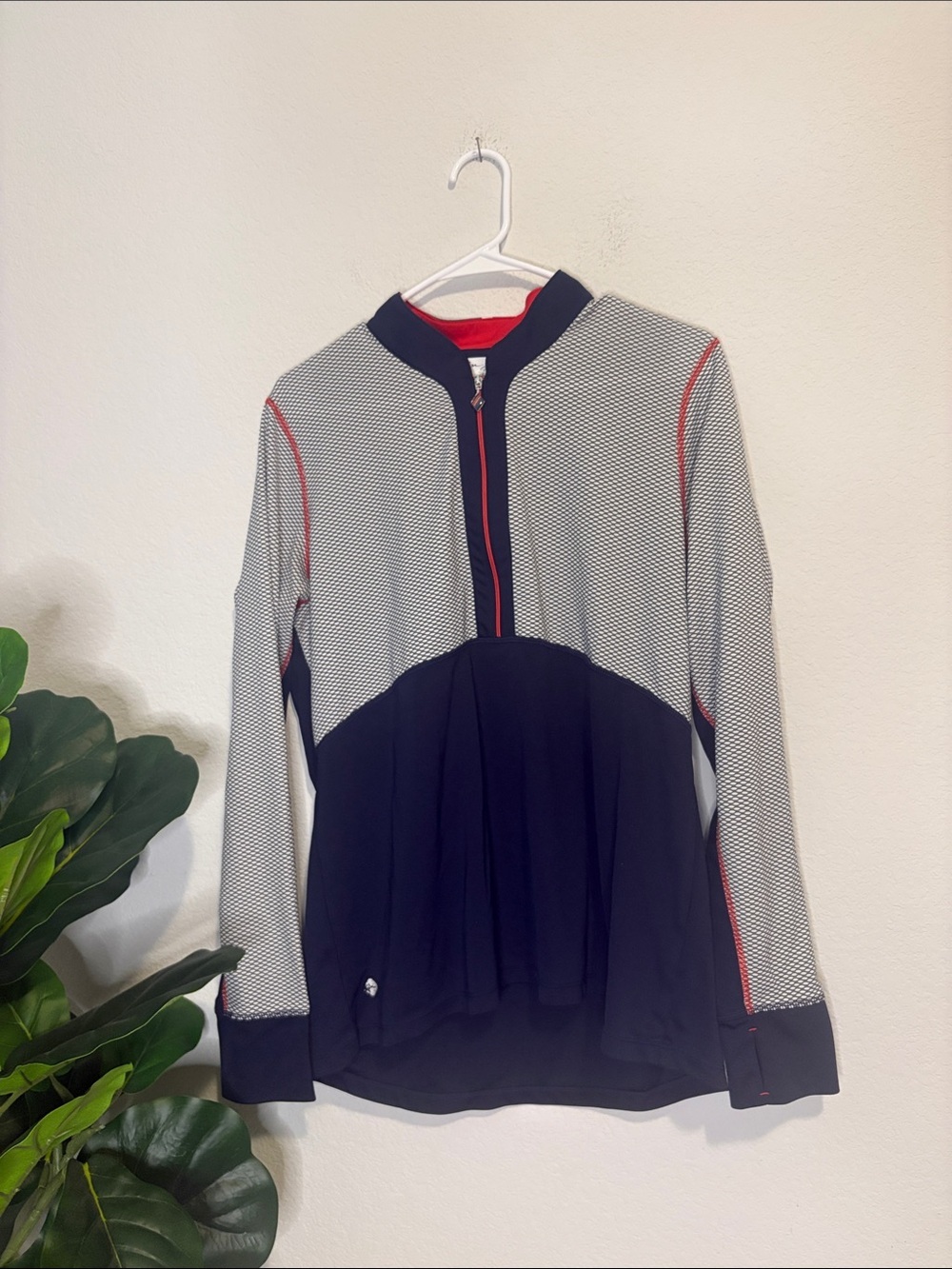 Greg Norman red white and blue half Zip-Up long sleeve solar xp Top